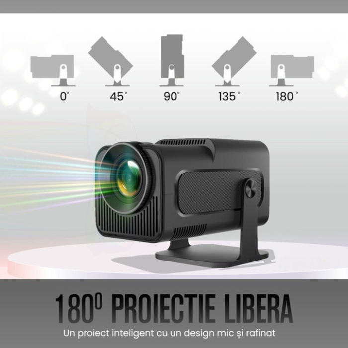 Videoproiector portabil VarioShop®, Wi-Fi, Bluetooth 5.0, Rezolutie FullHD 1280 x 720, Suport 4K, 250 ANSI, cu Android 11, Conexiune HDMI, USB si Mirroring Android/IOS, Difuzor Integrat, Negru [5]