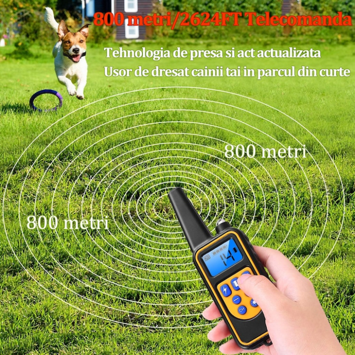 Zgardă de dresaj electrică pentru câini cu telecomandă – rază 800 m [6]