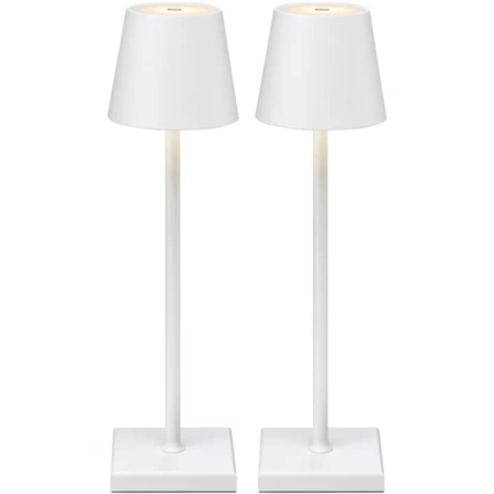 Iluminat & Decor - Set 2 x Lampa de masa touch led incarcabila VarioShop®, veioza ambientala cu control tactil, functie de schimbare a intesitatii, 3 temperaturi de culoare cald, neutru, rece, 37 x 9,5, Alb