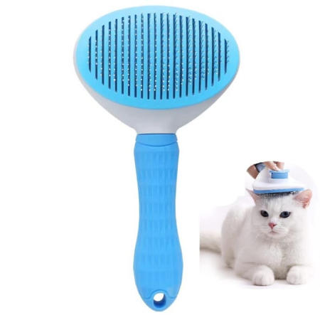 Ingrijire & Joaca - Perie pentru indepartarea parului animalelor de companie VarioShop®, pentru orice tip de blana, curatare usoara, efect de masaj, 19 x 10 x 8 cm, Albastru