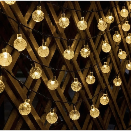 Lampi solare - Ghirlanda solara LED cu 100 de globuri VarioShop®, lumina calda, 8 moduri de iluminare, panou solar impermeabil, 12 m, ideala pentru gradina, terasa sau balcon