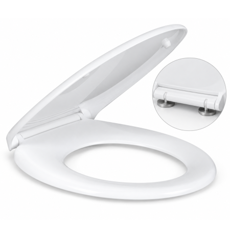 Accesorii toaleta - Capac de toaleta VarioShop®, cu inchidere lenta si silentioasa, sistem Easy Clean, demontare rapida prin buton, balamale reglabile, 43x37 cm, alb