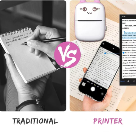 Mini imprimanta termica VarioShop®, Bluetooth, Compatibil iOS/Android, Imprimare APP, 1200 mAh, rola termica inclusa, model pisicuta cu urechiuse roze, 11 x 8 x 4 cm, Roz [7]