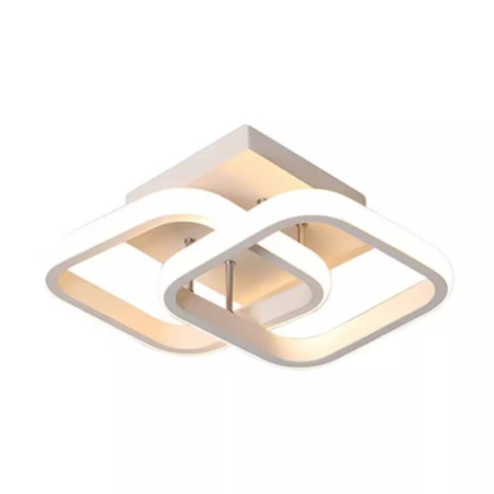Casa & Bucatarie - Lustra LED de Tavan VarioShop®, Design Minimalist cu 2 Benzi Luminoase, 15.7W, Lumina Alb Neutru 4500K, Aluminiu, Acril, 23.5 cm, Alb