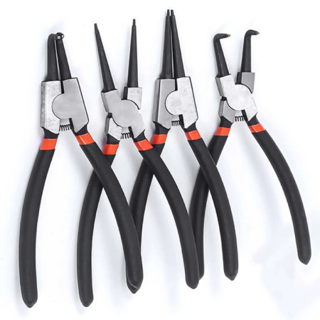 Organizatoare si cutii scule - Set 4 clesti inelari VarioShop®, interior si exterior, varfuri drepte si indoite, otel, manere antiderapante, ideal pentru mecanica, atelier si reparatii auto