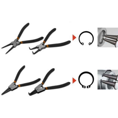 Set 4 clesti inelari VarioShop®, interior si exterior, varfuri drepte si indoite, otel, manere antiderapante, ideal pentru mecanica, atelier si reparatii auto [6]