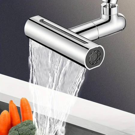 Aerator pentru robinet VarioShop®, 4 moduri de dispersie a apei, rotire 360 grade, filet extermior M22, brat rotativ, 13x12.5cm, Argintiu [19]