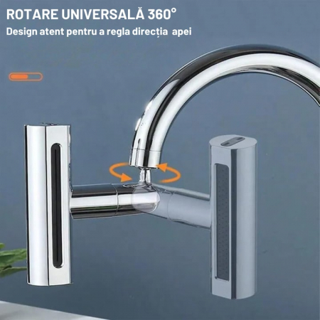 Aerator pentru robinet VarioShop®, 4 moduri de dispersie a apei, rotire 360 grade, filet extermior M22, brat rotativ, 13x12.5cm, Argintiu [4]