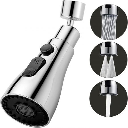 Aerator robinet pivotant VarioShop®, Universal, 3 Moduri de Pulverizare, Filet G1/2, Rotire 360°, Economisirea Apei, Flexibil, Instalare Usoara, Argintiu [18]