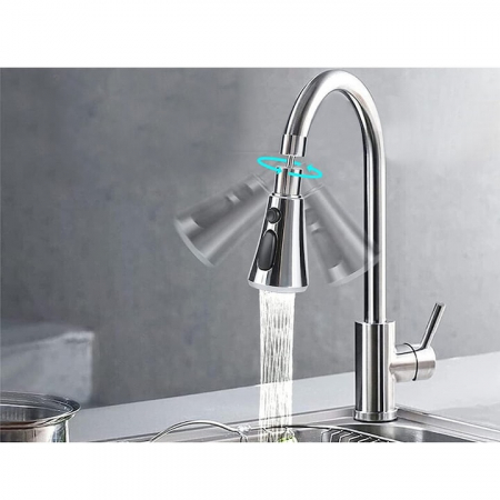 Aerator robinet pivotant VarioShop®, Universal, 3 Moduri de Pulverizare, Filet G1/2, Rotire 360°, Economisirea Apei, Flexibil, Instalare Usoara, Argintiu [10]