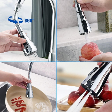 Aerator robinet pivotant VarioShop®, Universal, 3 Moduri de Pulverizare, Filet G1/2, Rotire 360°, Economisirea Apei, Flexibil, Instalare Usoara, Argintiu [8]