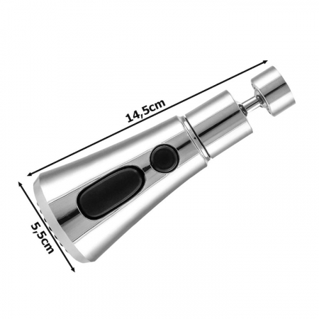 Aerator robinet pivotant VarioShop®, Universal, 3 Moduri de Pulverizare, Filet G1/2, Rotire 360°, Economisirea Apei, Flexibil, Instalare Usoara, Argintiu [16]