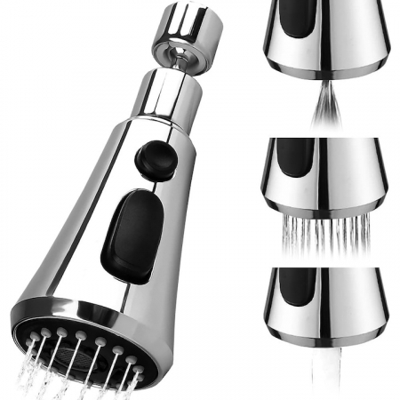 Accesorii baterii sanitare - Aerator robinet pivotant VarioShop®, Universal, 3 Moduri de Pulverizare, Filet G1/2, Rotire 360°, Economisirea Apei, Flexibil, Instalare Usoara, Argintiu