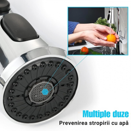 Aerator robinet pivotant VarioShop®, Universal, 3 Moduri de Pulverizare, Filet G1/2, Rotire 360°, Economisirea Apei, Flexibil, Instalare Usoara, Argintiu [7]