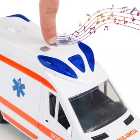 Ambulanta Interactiva VarioShop®, cu Efecte Luminoase si Sonore, Usi Mobile, Targa Pliabila, Alimentare cu Baterii, Stimuleaza Imaginatia, 25 x 12 x 8 cm, Alb [7]