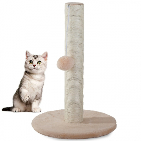 Ansambluri de joaca animale - Ansamblu de joaca si zgariat pentru pisici VarioShop®, minge din plus, baza moale, constructie stabila, design compact, 43 x 30 cm, Bej