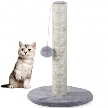Petshop - Ansamblu de joaca si zgariat pentru pisici VarioShop®, minge din plus, baza moale, constructie stabila, design compact, 43 x 30 cm, Bej/Gri