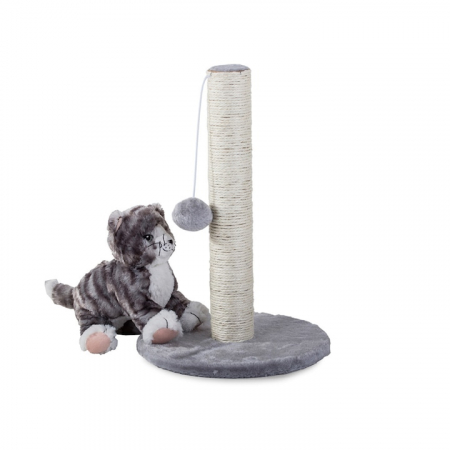 Ansamblu de joaca si zgariat pentru pisici VarioShop®, minge din plus, baza moale, constructie stabila, design compact, 43 x 30 cm, Bej/Gri [2]