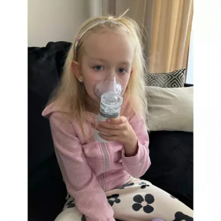 Aparat aerosoli tip nebulizator cu ultrasunete pentru copii si adulti VarioShop®, ultra silentios, 2 moduri alimenare, 2 masti, saculet depozitare, cablu USB alimentare, alb [11]
