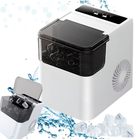 Congelatoare si aparat gheata - Aparat cuburi gheata VarioShop®, pentru casa si birou, rezervor 1.6L, 2 dimensiuni cuburi, 165W, indicator LED, preparare 6-12 min, 29.5 x 28.5 cm, alb