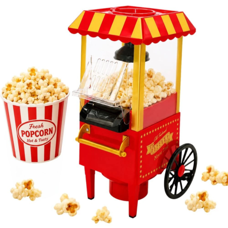 Casa & Bucatarie - Aparat de facut popcorn VarioShop®, 1200W, preparare rapida fara ulei, pentru floricele crocante, cu aer cald, cupa dozatoare inclusa, 38 x 14,5 x 20 cm