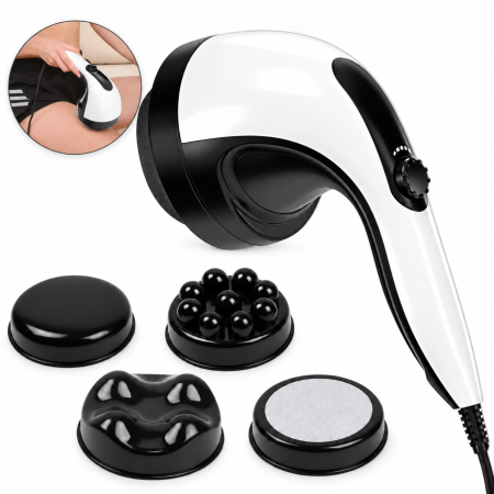 Aparate de masaj - Aparat de masaj anticelulitic pentru corp VarioShop®, 4 capete interschimbabile pentru relaxare si exfoliere, vibratii reglabile, incalzire cu infrarosu, 23,6 x 14,9 x 11 cm, alb
