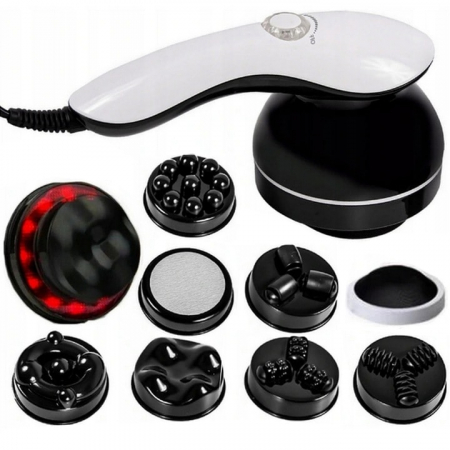 Aparate de masaj - Aparat de masaj profesional anticelulitic VarioShop®, Cu 9 Capete de Masaj, pentru Tonifiere, Relaxare si Slabit, Incalzire cu Infrarosu, Putere 28W, Alb/Negru