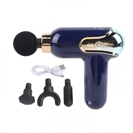 Aparat de Masaj Profesional VarioShop®, tip pistol cu 9 viteze, 4 capete interschimbabile, pentru cap/coloana/umeri/picioare, reincarcabil, putere 30W, 4200 rpm, Baterie Lithium 1500 mAh, Afisaj LED, [15]