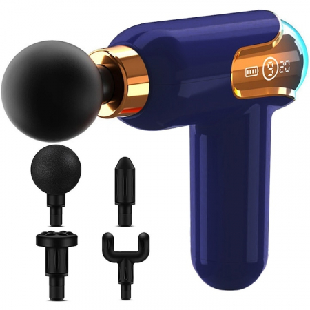 Aparate de masaj - Aparat de Masaj Profesional VarioShop®, tip pistol cu 9 viteze, 4 capete interschimbabile, pentru cap/coloana/umeri/picioare, reincarcabil, putere 30W, 4200 rpm, Baterie Lithium 1500 mAh, Afisaj LED,
