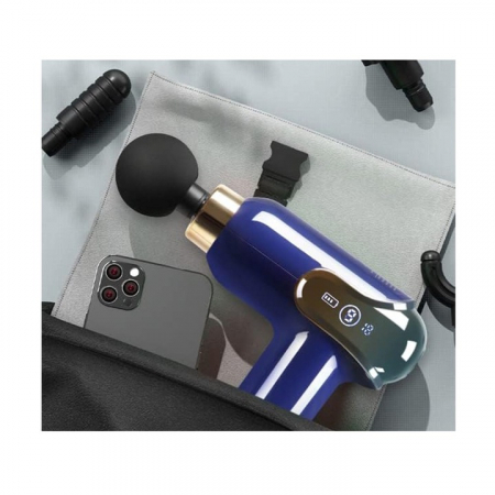 Aparat de Masaj Profesional VarioShop®, tip pistol cu 9 viteze, 4 capete interschimbabile, pentru cap/coloana/umeri/picioare, reincarcabil, putere 30W, 4200 rpm, Baterie Lithium 1500 mAh, Afisaj LED, [14]