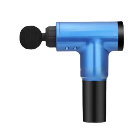 Aparat de masaj profesional VarioShop®, tip pistol, pentru corp, spate si picioare, 7 capete interschimbabile, baterie de mare capacitate, ajustare intensitate, ideal pentru relaxare musculara, Albast