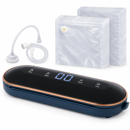 Casa & Bucatarie - Aparat de vidat alimente VarioShop, pentru pungi si recipiente cu valva, 4 functii, 10 pungi incluse, furtun, vacuum pana la -60 kPa, 90 W, sigilare 30 cm