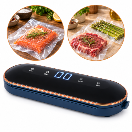 Aparate de vidat - Aparat de vidat alimente VarioShop, pentru pungi si recipiente cu valva, 4 functii, 10 pungi incluse, furtun, vacuum pana la -60 kPa, 90 W, sigilare 30 cm