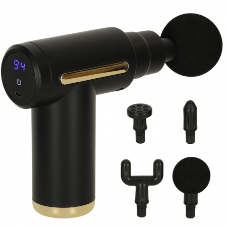 Aparat Pentru Masaj Profesional VarioShop, tip pistol, cu 4 capete interschimbabile, 6 trepte de viteza, ideal pentru gat, spate, brate, picioare, anti-celulita, relaxare si tonifiere musculara, bater [12]