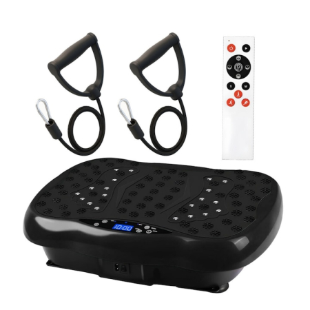 Frumusete & Ingrijire - Aparat vibromasaj VarioShop®, platforma vibratoare pentru fitness si masaj, 120 niveluri de intensitate, telecomanda, benzi de rezistenta, 200W, 48x32x12 cm, negru