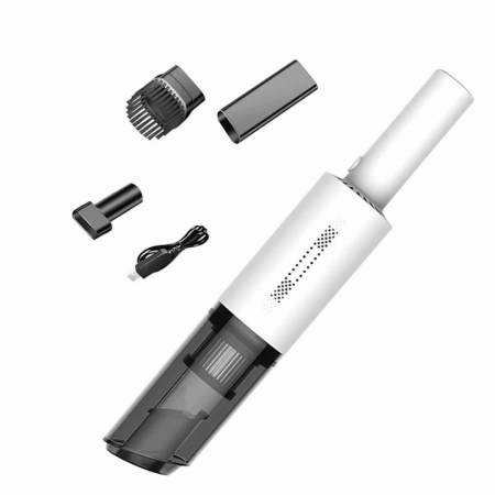 Intretinere & Cosmetica auto - Aspirator auto multifunctional VarioShop®, pentru casa si masina, 3 accesorii incluse: duza ingusta si medie, duza tip perie, Portabil, compact, 120w, filtru HEPA, Alb