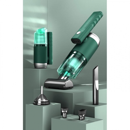 Aspiratoare auto - Aspirator Auto Portabil cu 5 accesorii+husa VarioShop®, Pentru uz caznic sau auto, Functie de aspirare, suflanta si vaccum, 2 viteze, 2 filtre hepa, 14000Pa, Putere 120W, Acumulator 2800 mAh, Incarcar