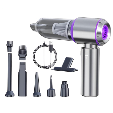 Intretinere & Cosmetica auto - Aspirator auto wireless 9 in 1 VarioShop®, 100W, 3 trepte de viteza, putere 16.000 Pa, filtru HEPA reutilizabil, functii aspirare si suflare, baterie litiu USB-C, accesorii multiple