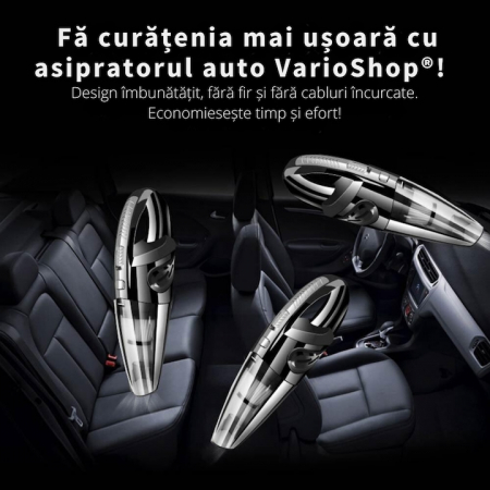Aspirator de mana portabil cu acumultor VarioShop®, pentru uz caznic sau auto, incarcare USB, 32.000 rot/min, putere 120W, 5 duze ideale pentru spatii inguste, 34cm x 10cm x 5.5cm, Negru [5]
