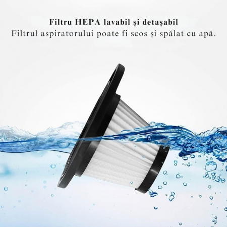 Aspirator de mana portabil cu acumultor VarioShop®, pentru uz caznic sau auto, incarcare USB, 32.000 rot/min, putere 120W, 5 duze ideale pentru spatii inguste, 34cm x 10cm x 5.5cm, Negru [9]