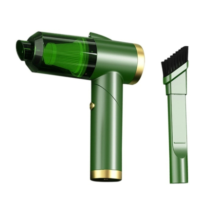 Auto & Moto - Aspirator portabil pliabil pentru masina si casa cu putere de aspiratie 9000PA, iluminare LED si accesorii multifunctionale, Verde