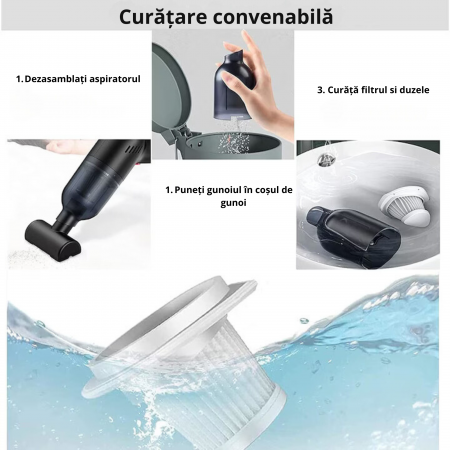 Aspirator Portabil VarioShop® 3 duze incluse, ideal pentru casa si masina, incluse accesorii versatile pentru curatare rapida si eficienta, putere aspirare 8000 PA, baterie 2000mAh, timp de rulare 30 [23]