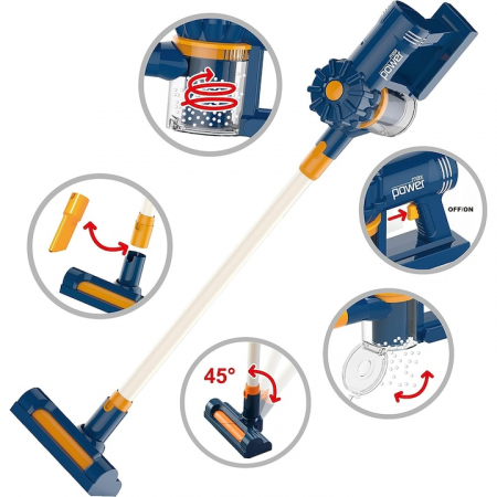 Aspirator Vertical pentru Copii VarioShop®, 3 Accesorii Interschimbabile, Sunet de Aspirare, Alimentare Baterii, Invatare prin Joaca, 3+, Multicolor [18]