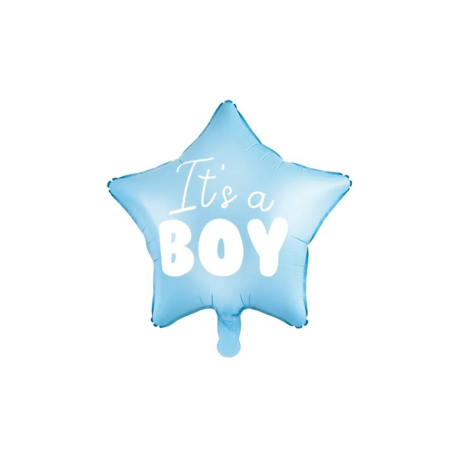 Accesorii decorative - Balon folie stea „It’s a Boy”, bleu deschis, 48 cm, pentru baby shower si gender reveal
