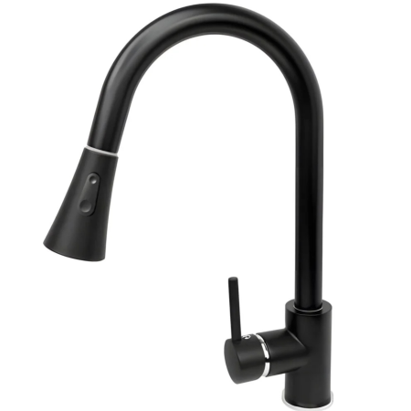 Sanitare si accesorii - Baterie bucatarie VarioShop®, pipa flexibila si rotativa, dus extractibil cu 2 functii, cartus ceramic 35 mm, aerator economisire apa, negru mat