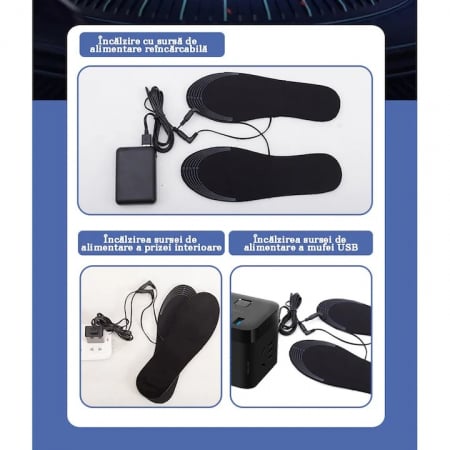Branturi incalzite pentru incaltaminte VarioShop®, Impermeabile, Confortabile, Rezistente, Temperatura Incalzire max. 55°C, Alimentare prin USB, Marimea 41 - 46, Negru [14]