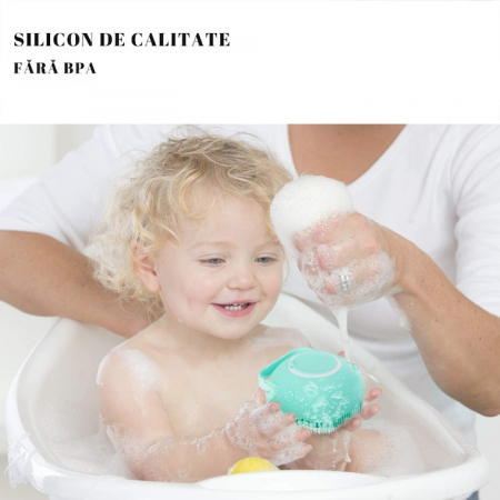 Burete din Silicon Moale VarioShop®, Utilizare Universala, pentru Curatare Corporala, Capilara, pentru Adulti, Copii, Animale de Companie, Rezervor 80 ml pentru Gel de Dus, Sampon, 8.5 x 8 x 5.5 cm, A [2]