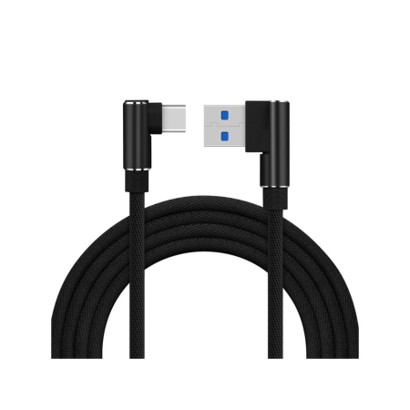 Laptop, Tablete & Telefoane - Cablu alimentare si date VarioShop® incarcare rapida, design ergonomic, compatibilitate extinsa, USB la USB Type-C, unghiular 90 °, Negru