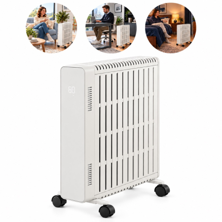 Semineu bio - Calorifer electric cu ulei VarioShop®, 2500W, 11 elementi, 3 trepte de putere, termostat reglabil, control WiFi si telecomanda, 50 x 28,5 x 64 cm, alb