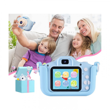 Camera foto digitala pentru copii VarioShop®, Dual camera, Efecte multiple, Jocuri, 12MP, 1920 x 1080 Video ecran 2.0 inch baterie 600 mAh, model Unicorn, Albastru [9]